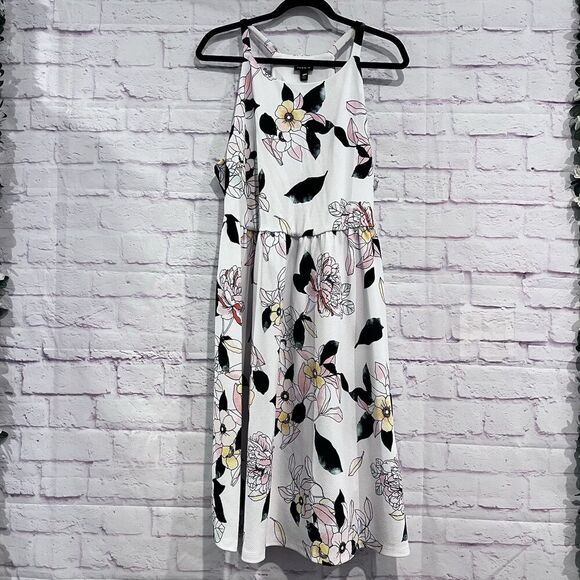 Torrid White Floral Sleeveless Knee Length Skater Dress Stretch Size 2 Casual - Picture 2 of 10